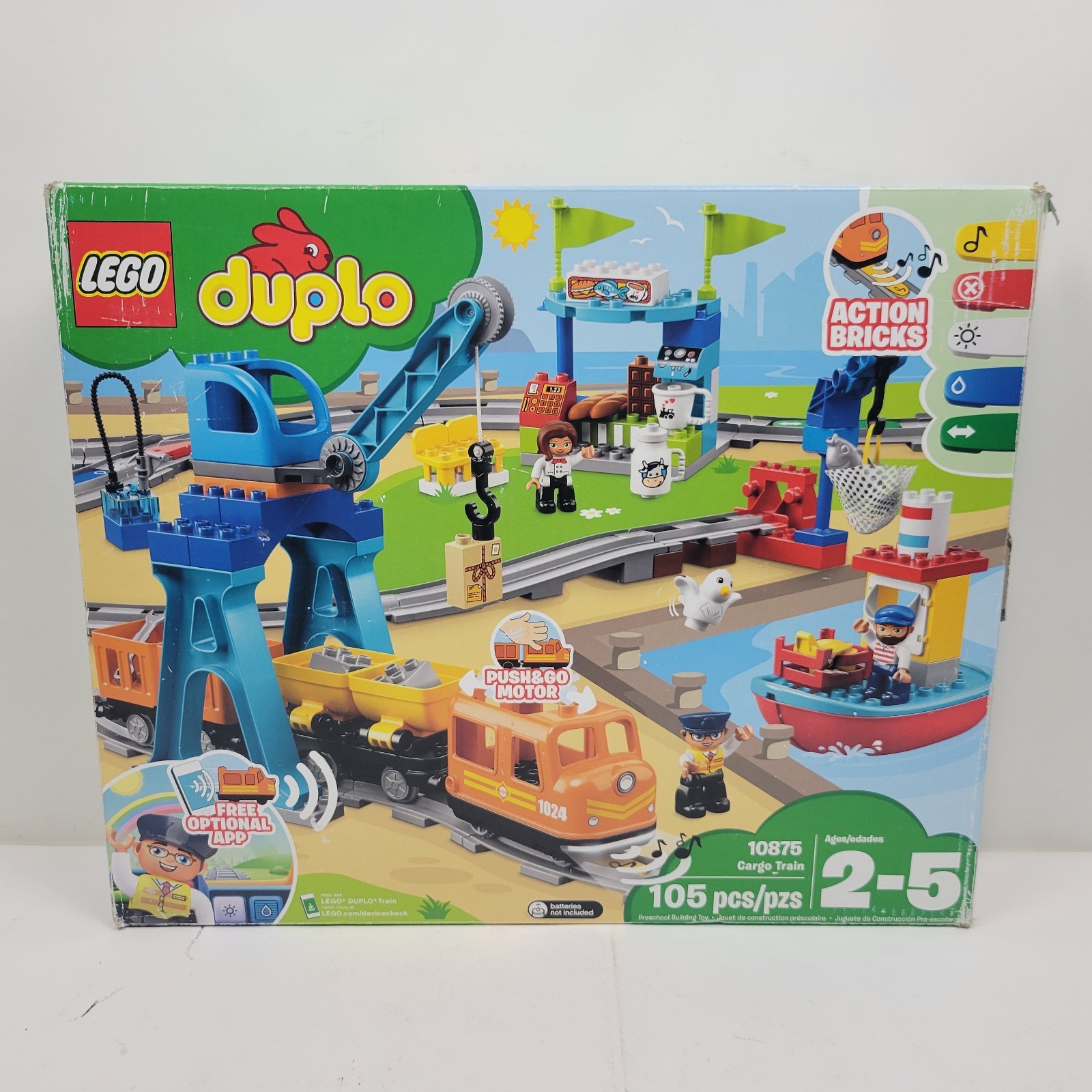 LEGO DUPLO Cargo Train Crane Boat 10875 Motorized Train Set MISSING PIECES