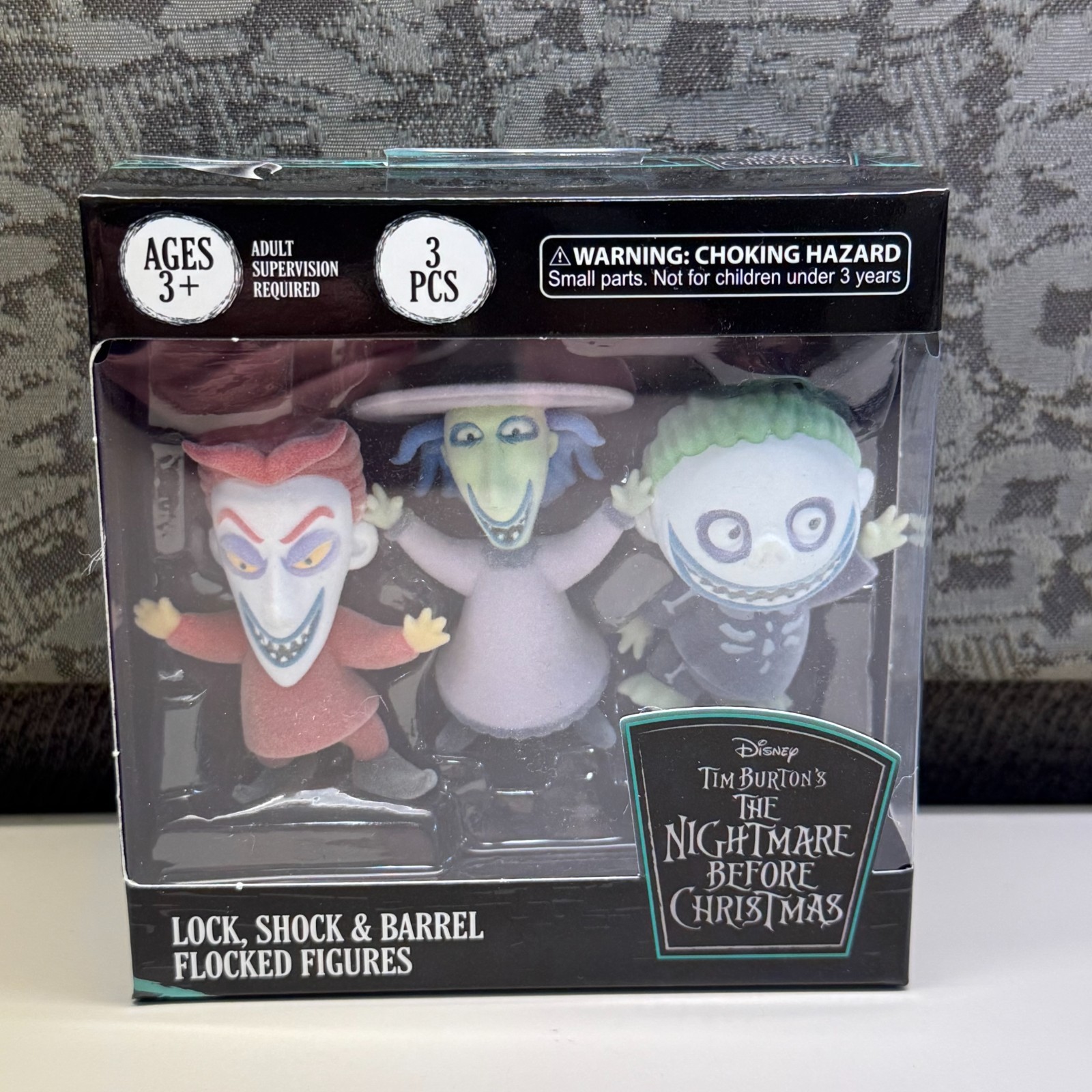 Nightmare Before Christmas Lock Shock & Barrel Flocked Figures 2-Pack NIB