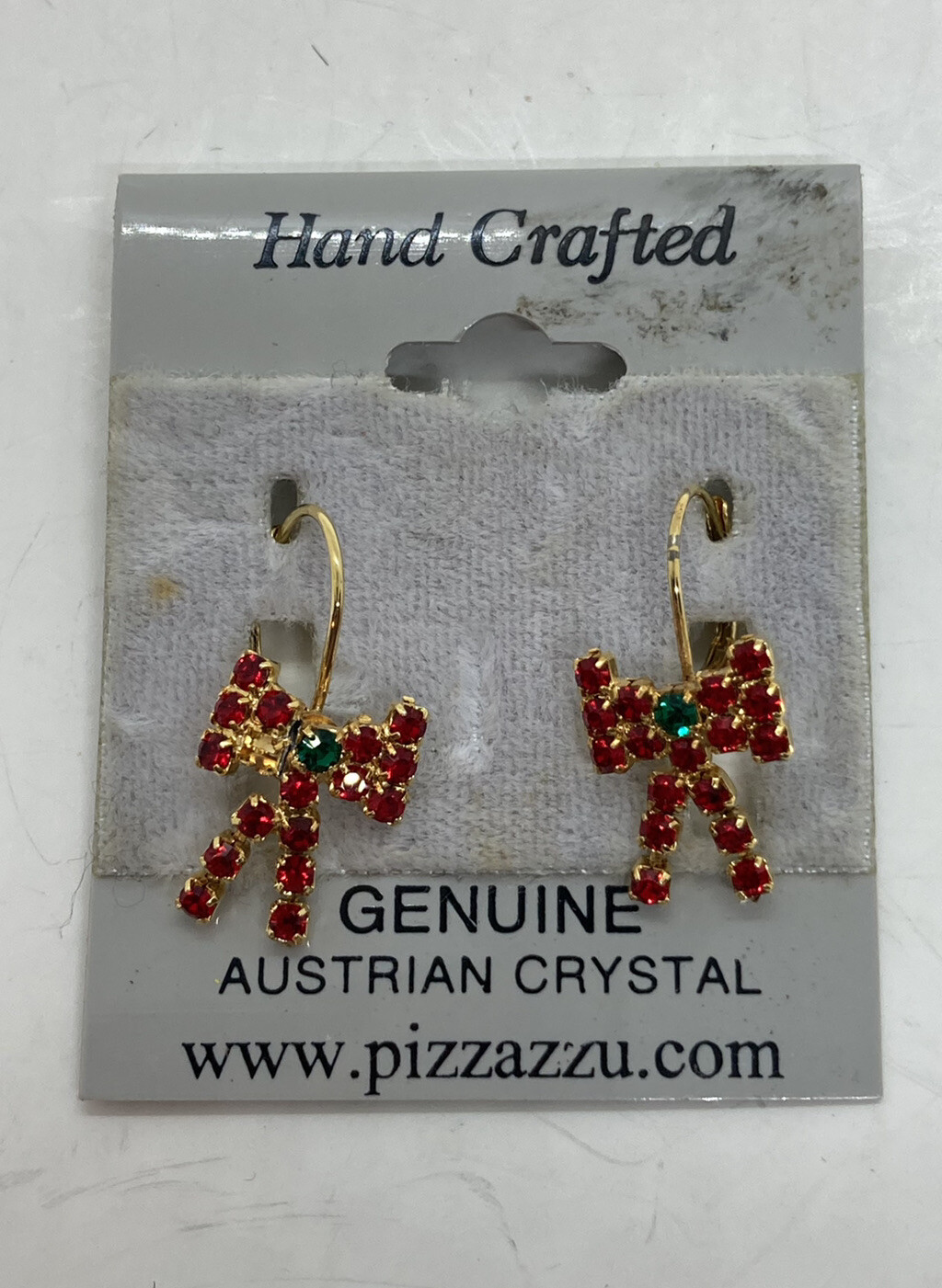 Vintage Bow Design Red Stone Stud Austrian Crystal Earrings Set Hand Crafted 1