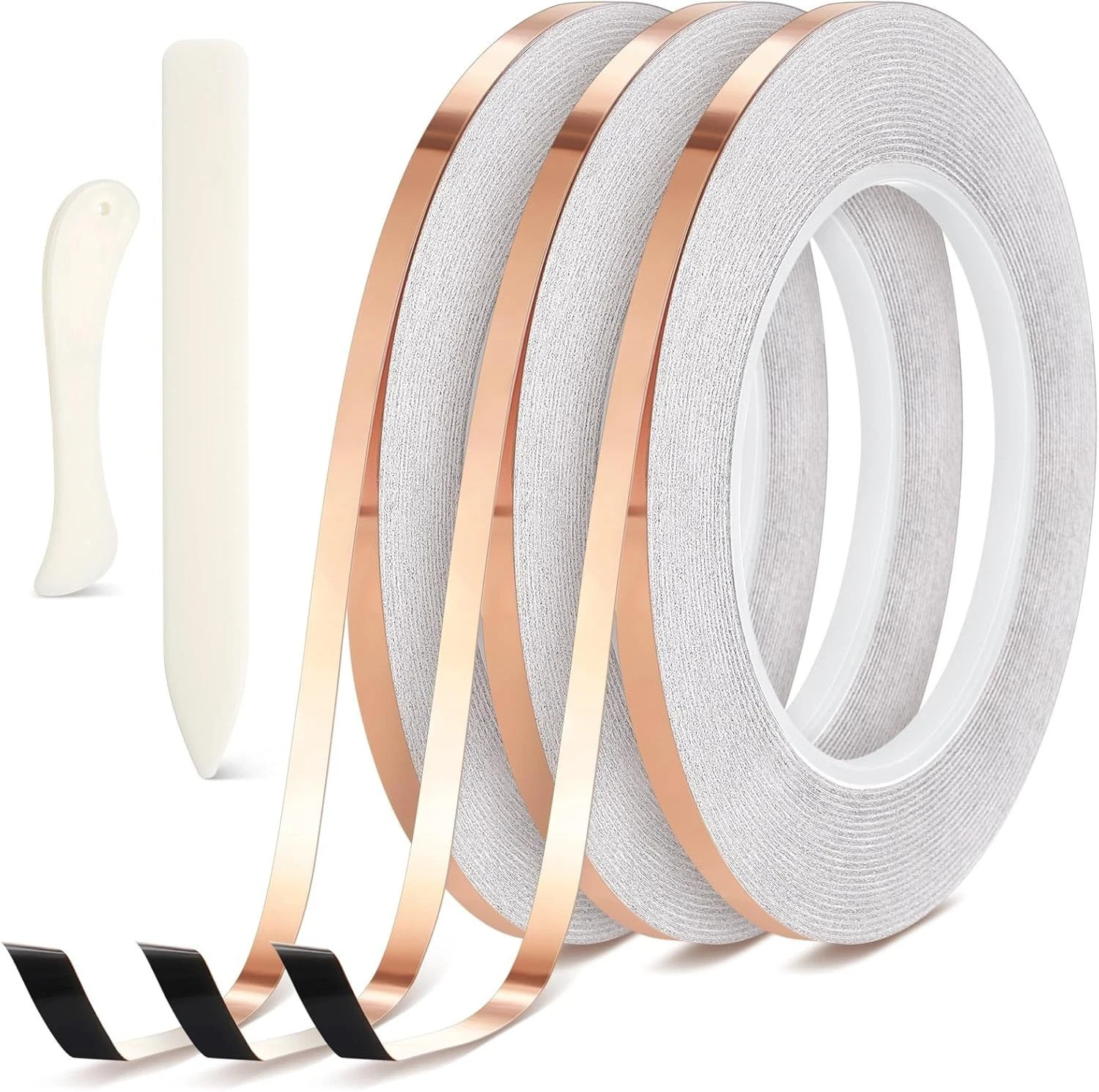 5 Pcs Black Backed Copper Foil Stained Glass Black Lined Foil Copper 3 Sizes for