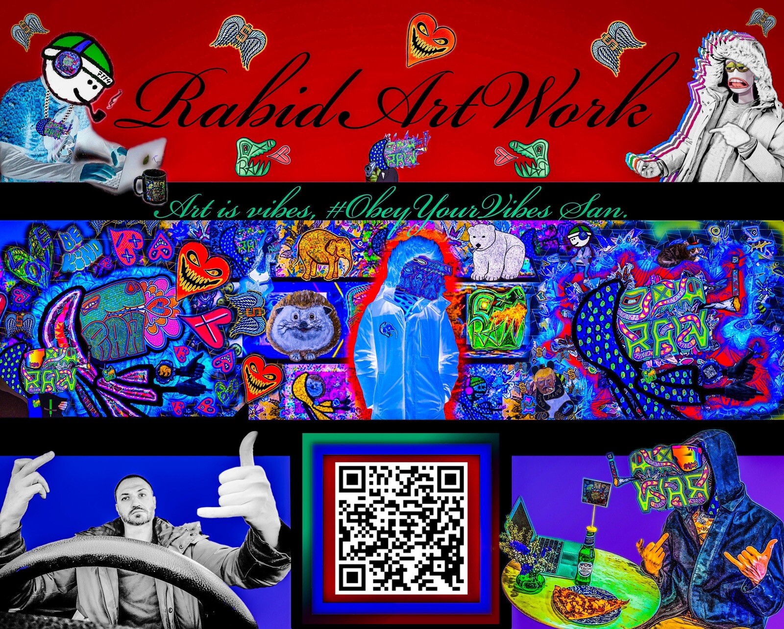 RAW HEADs #180 #ObeyYourVibes 1of1 Digital Street Art Brut by RabidArtWork