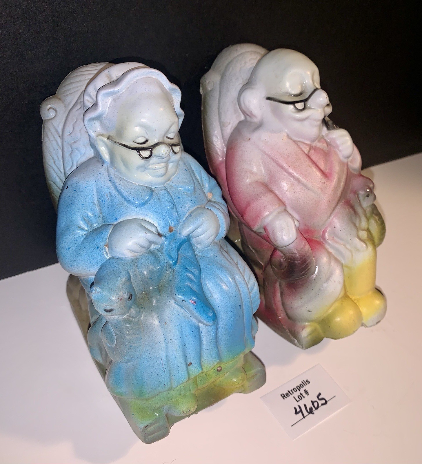 Plastic Grandma & Grandpa Coin Banks Vintage