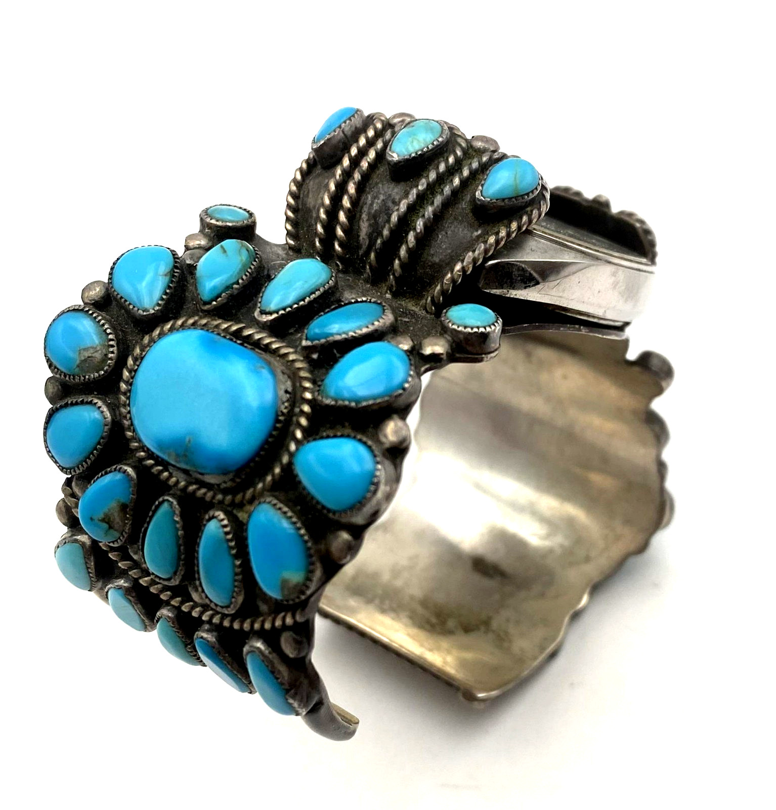 VMB Navajo 104g Turquoise Sterling Silver Watch Cuff Bracelet Victor Moses Begay