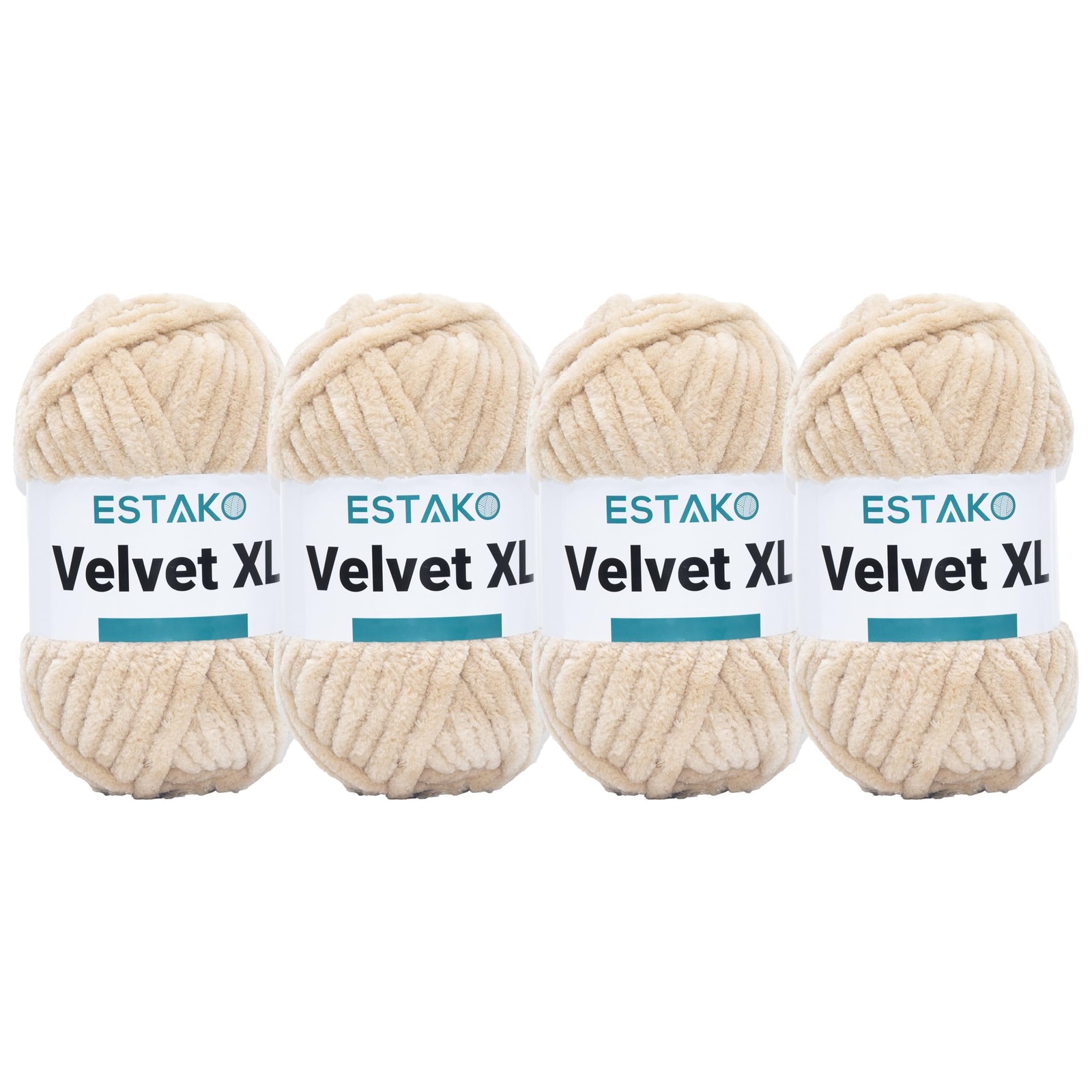 Estako Velvet XL Chenille Yarn 4 Skeins Super Bulky Polyester Crochet Knitting