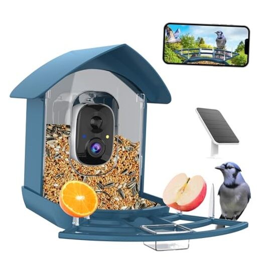 Bird Feeder with Camera,FHD Live View Video,Smart WiFi Bird Pure Navy Blue