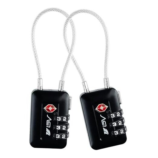 TSA Accepted Luggage Travel Lock, Set-Your-Own Combination Lock 2 Pack Black