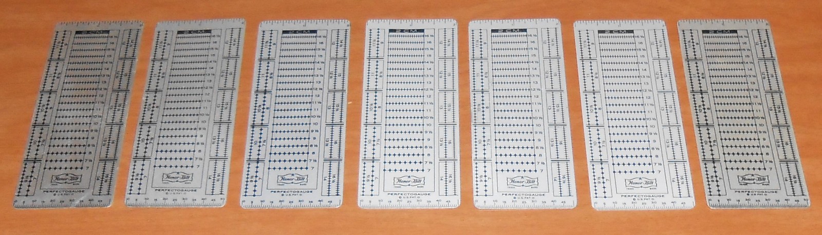 Lot of 7 Honor-Built USED Stamp Perforation Gauges