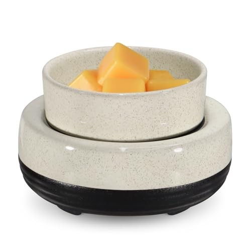 Wax Melts Warmer, Ceramic Candle Melter Melting Wax 3-in-1 Oil Beige Black