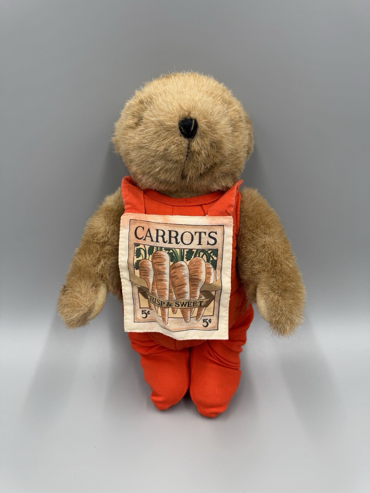 Vintage Tender Heart Treasures Teddy Bear Carrots No Hat 11” READ DETAILS