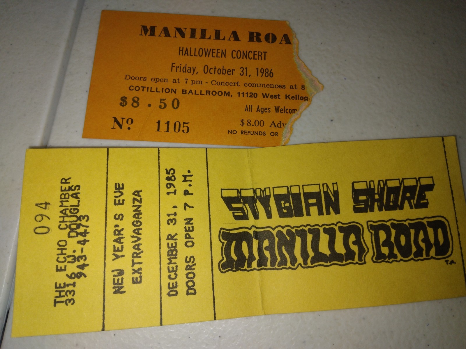 VINTAGE MANILLA ROAD CONCERT TICKETS '85 & '86