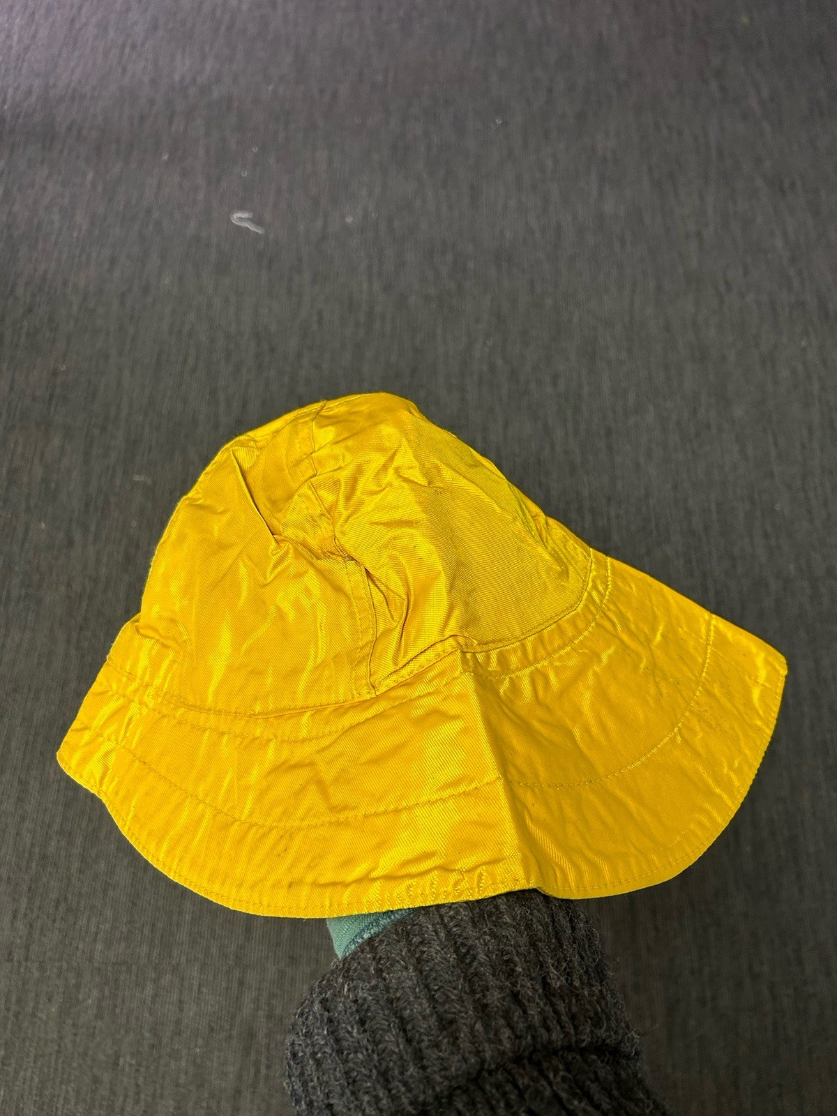 Vintage LL Bean Nylon Hat Yellow Rain Bucket Fisherman USA Size XL Lined