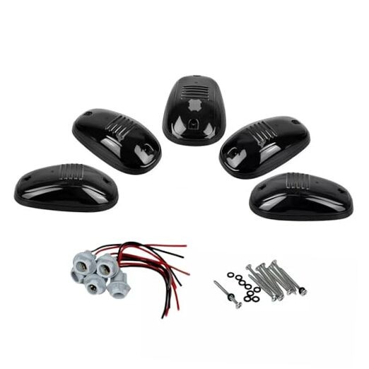 5pcs Black Smoked Lens Cab Roof Marker Lights, Top Roof Lamp Clearance Running 