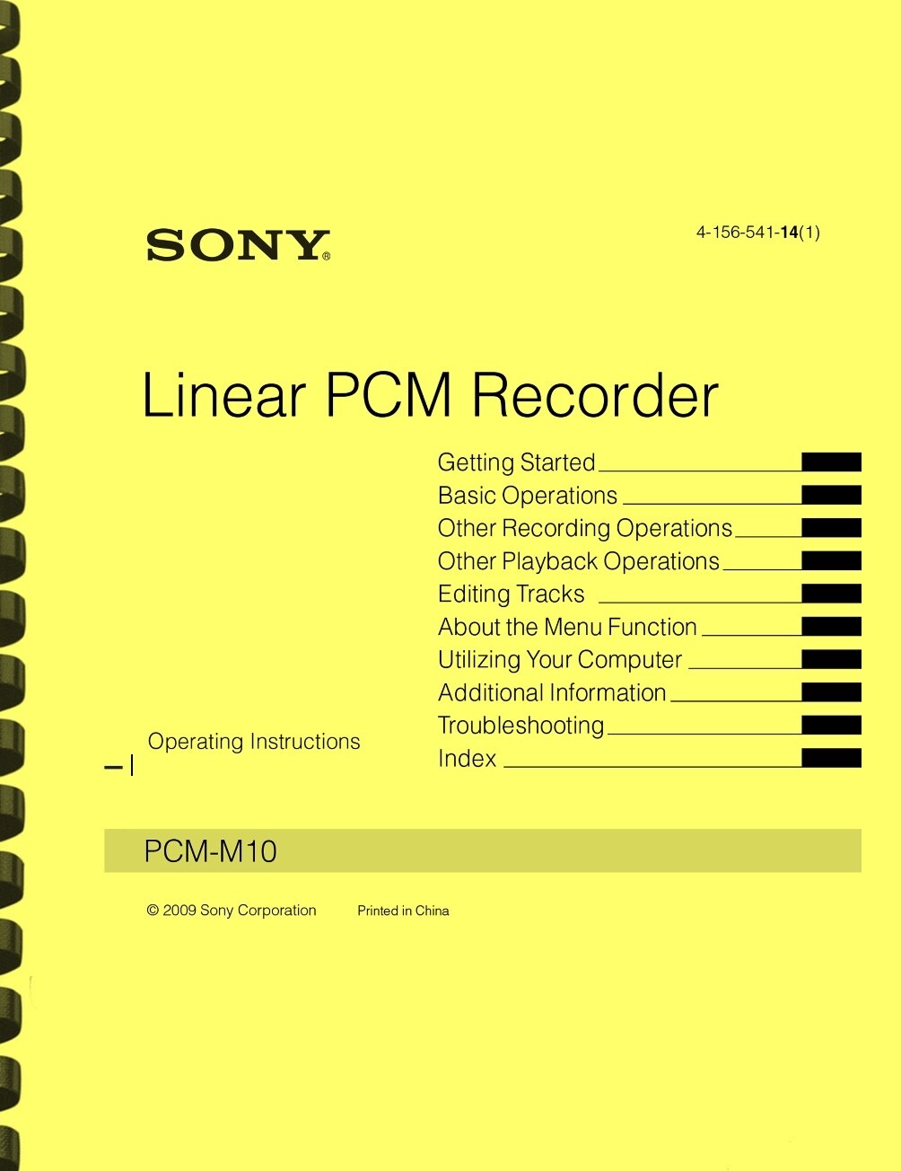 SONY PCM-M10 Linear PCM Recorder OWNER'S OPERATING INSTRUCTIONS MANUAL