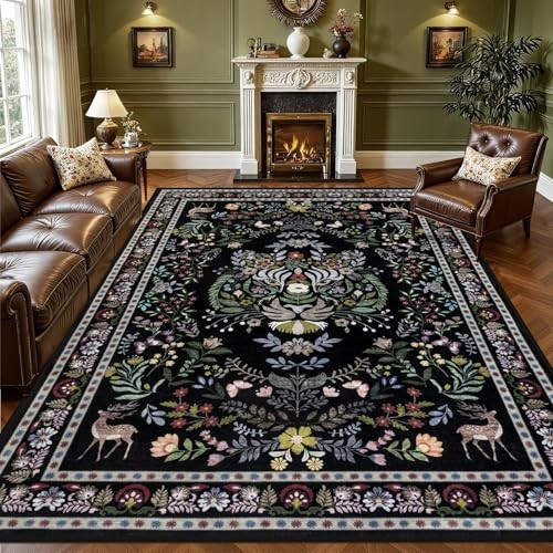 9x12 Area Rugs Living Room Rug: Vintage Washable Rug Floral Soft Carpet Indoor 
