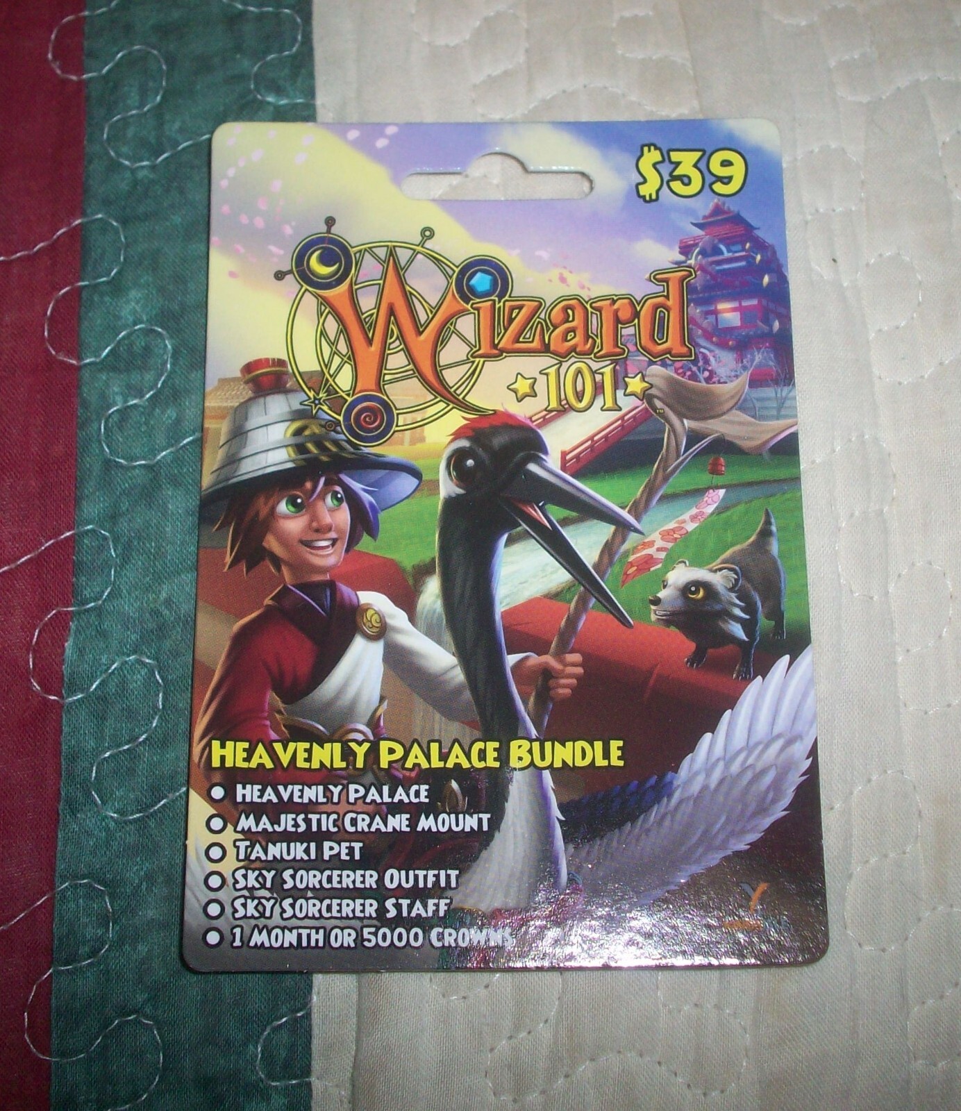 Wizard 101 Heavenly Palace Bundle Game Card Crowns Majestic Crane mount, pet +