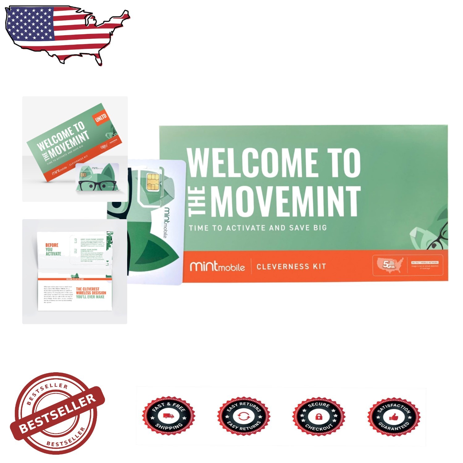 3- Phone Plan Unlimited 5G Data SIM Kit