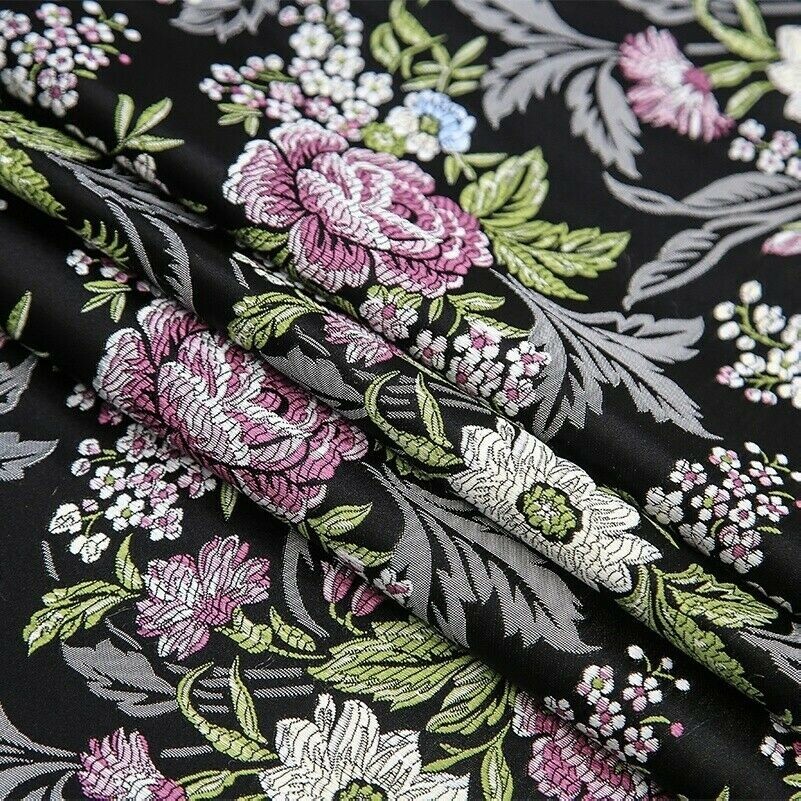Floral Fabric Ethnic Satin Faux Silk Damask Brocade Chinese Retro DIY Dress