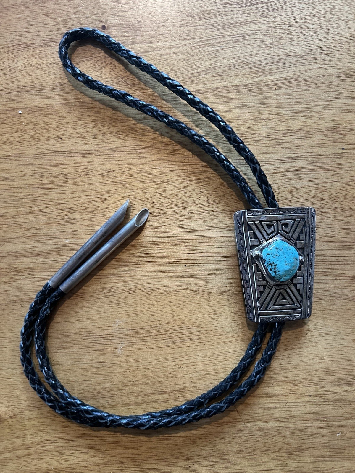Bolo Tie Peter Nelson Navajo Sterling Silver And Turquoise