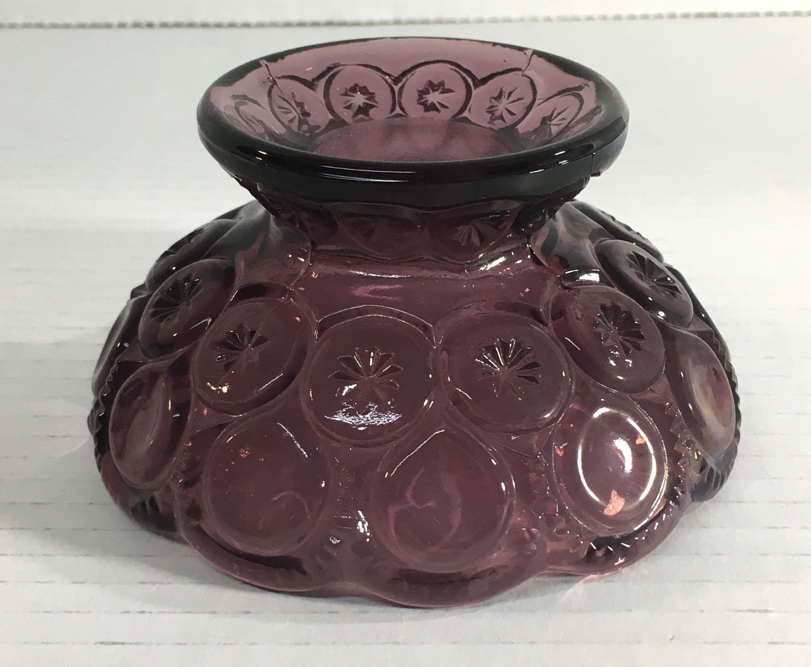 Vintage L.E. Smith Moon and Star Miniature Amethyst / Purple Oil Lamp Shade RARE