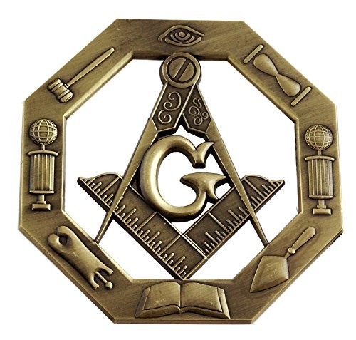Working Tools Antique Masonic Auto Emblem - [Brass][3'' Tall] 