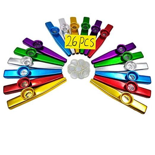 26Pcs Metal Kazoos With 20Pcs Kazoo Flute Diaphragms,Musical Instruments,Good 