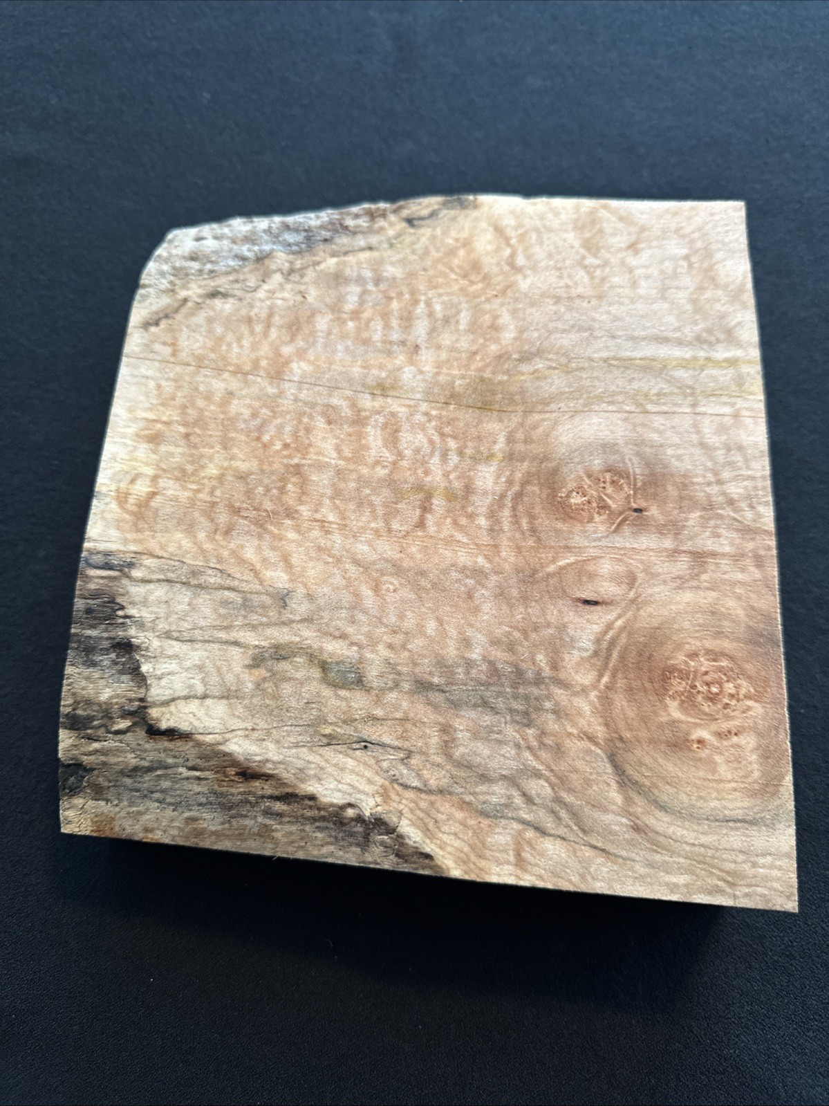 Curly Maple, Craft Wood, 7 3/4” Long, 7 1/8” Wide, 2” Thick, Dry
