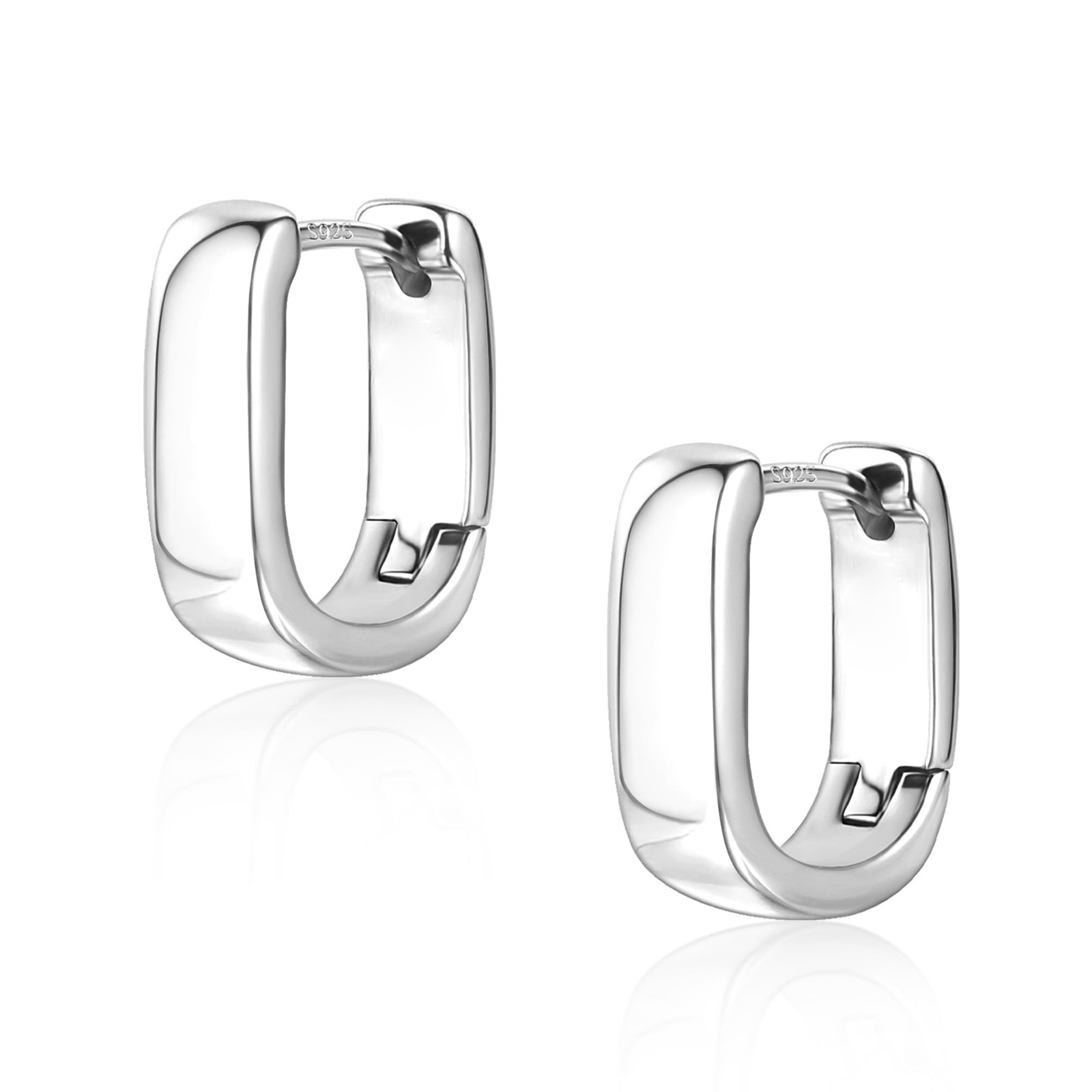 925 Sterling Silver Earrings Small Chunky Hoop Small, 