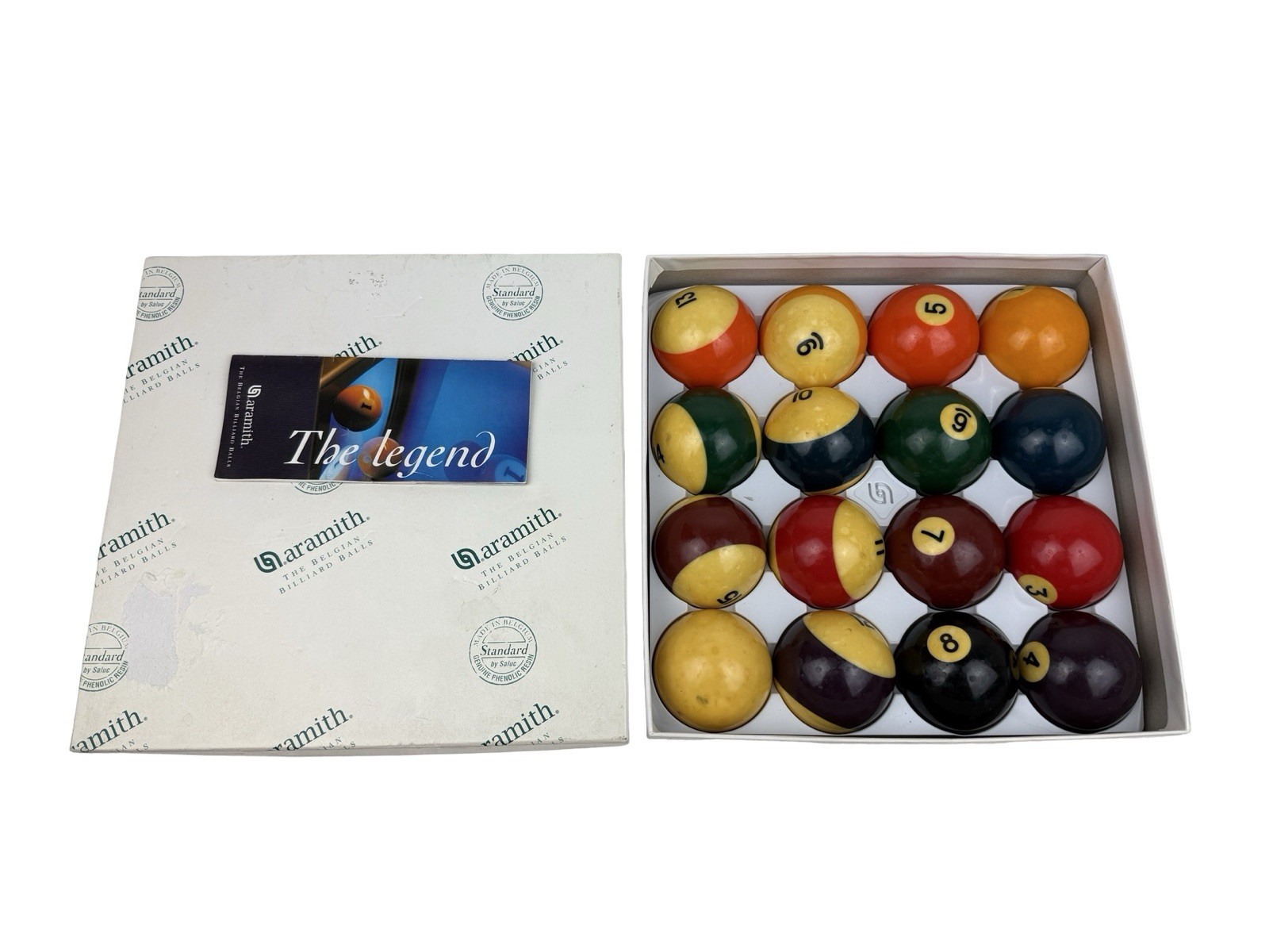 Aramith Belgian Billiard Balls by Saluc Standard 2 1/4" Pool Ball Set in Box