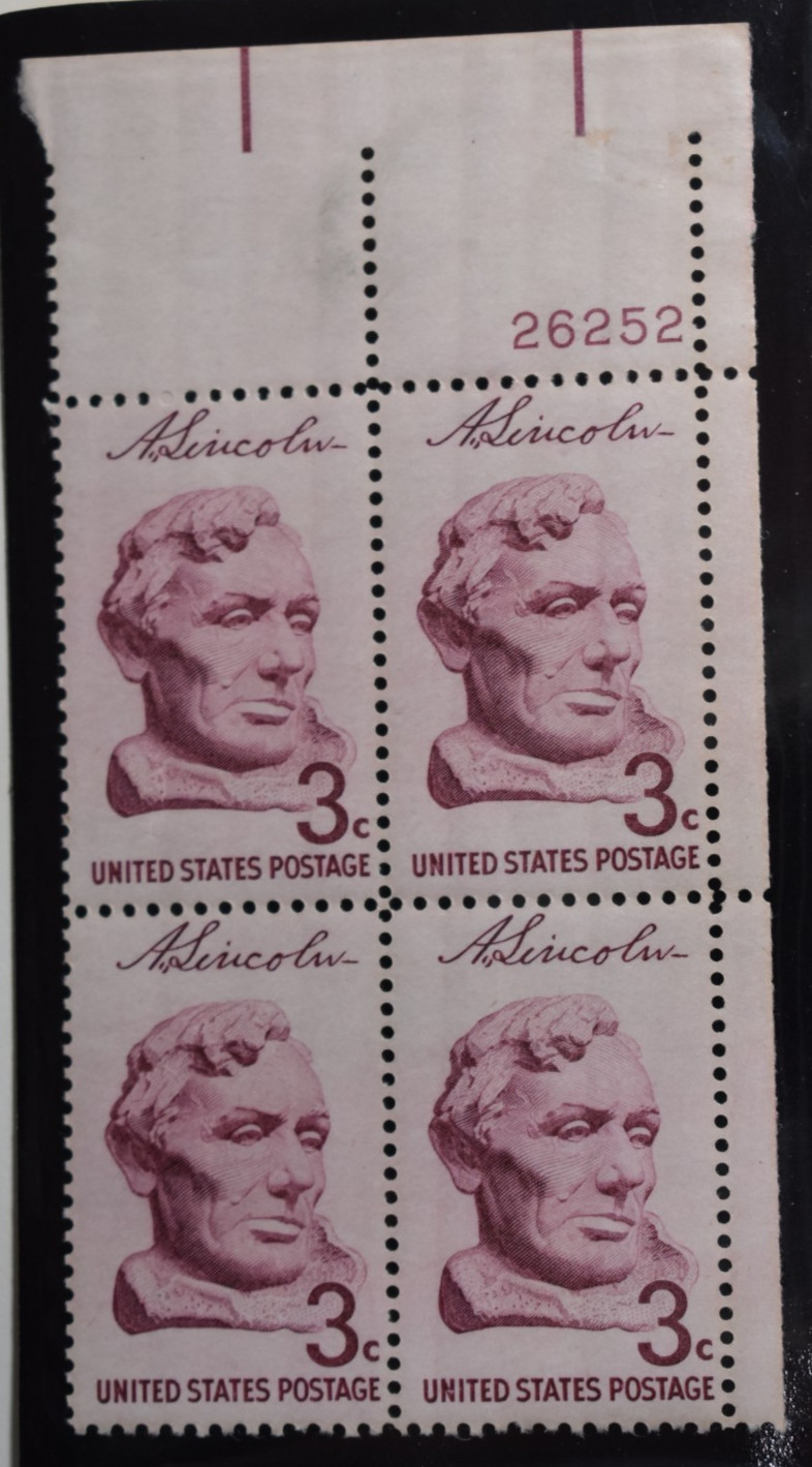 Scott # 1114 -  Lincoln Sesquicentennial Issue 3c - Plate Block Of 4 - MNH 1959