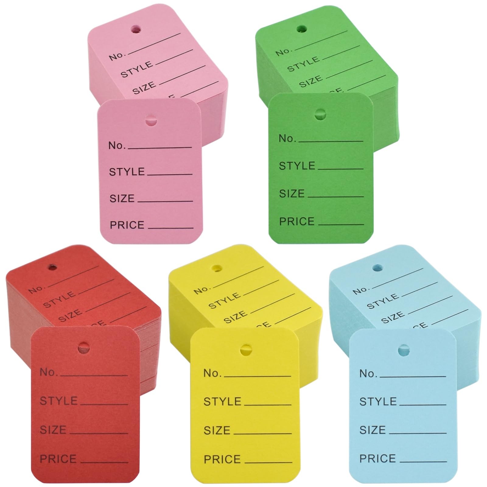 1000Pcs 1.97" X 1.38" Price Tags, 5colors Blank Paper Display Label Hang Tag