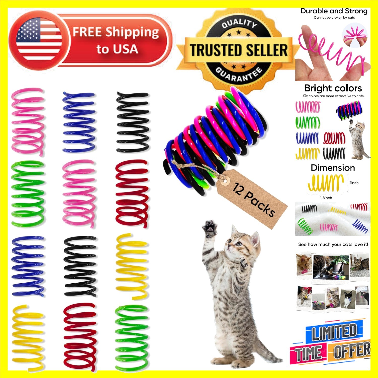 Non-Toxic 12-Pack Cat Springs - Fun and Safe Interactive Play for Indoor Cats