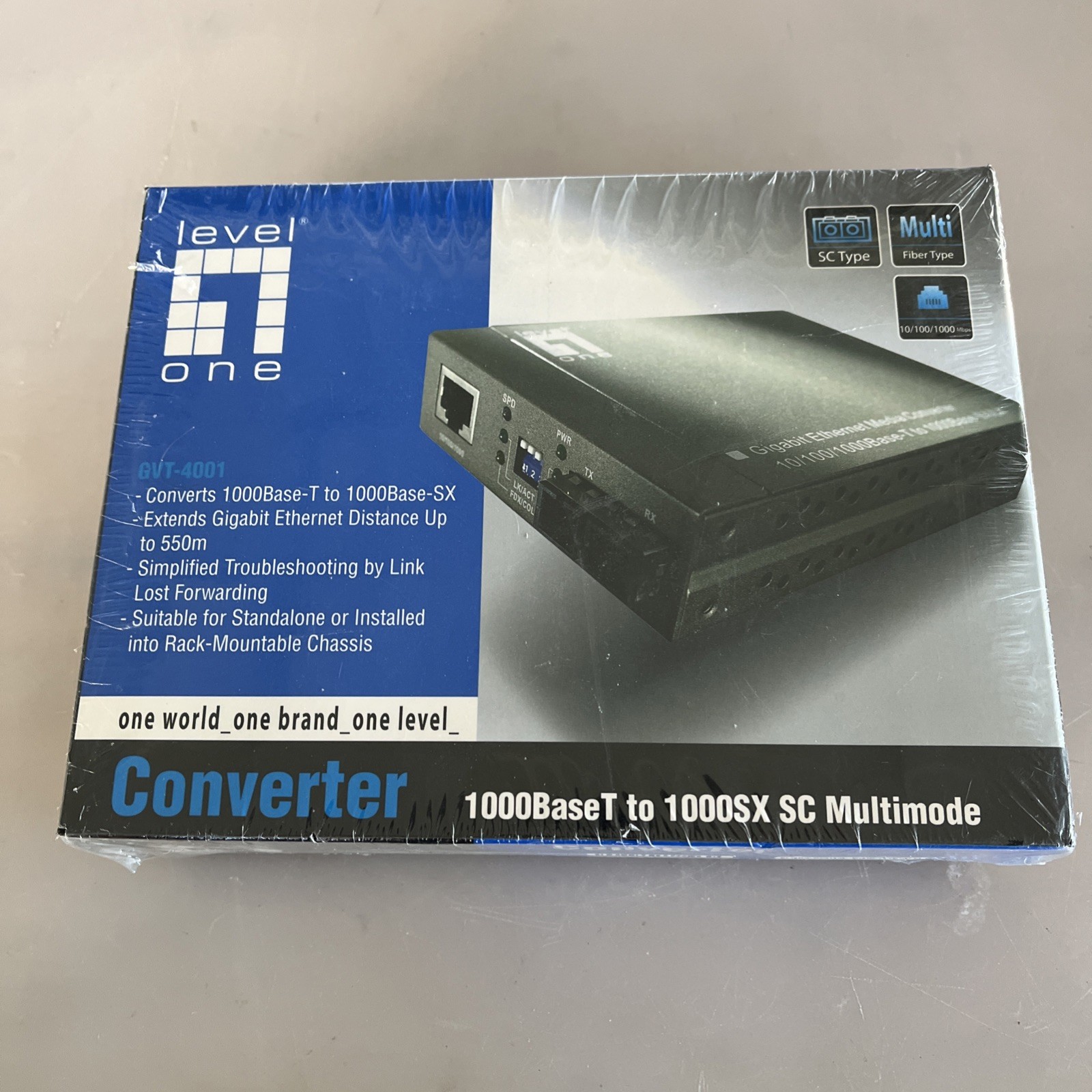 Level One GVT-4001 Gigabit Ethernet Media Converter 10/100/1000Base-T to SX/LX