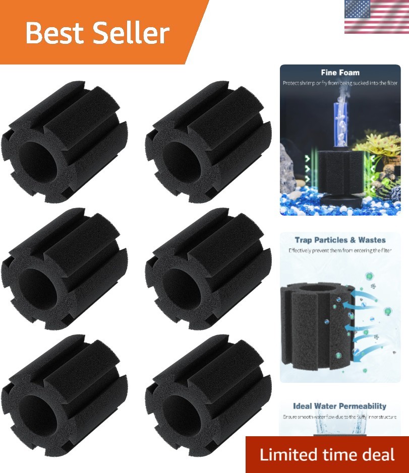 Nano  Sponge Filter for Aquariums - 6 Pack of Efficient Replacement Sponges