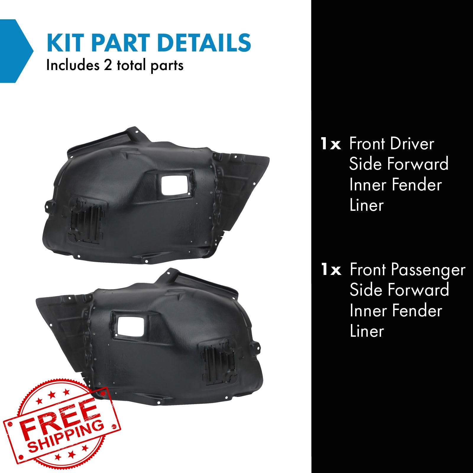 TRQ Front Inner Fender Liners for 2006-2012 BMW 3 Series