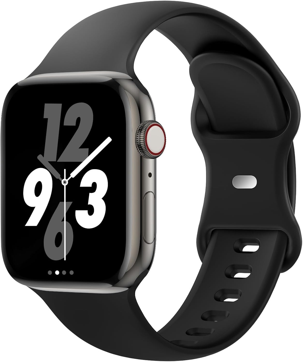 Soft Silicone Strap Compatible with Apple Watch Series 7 44mm Black