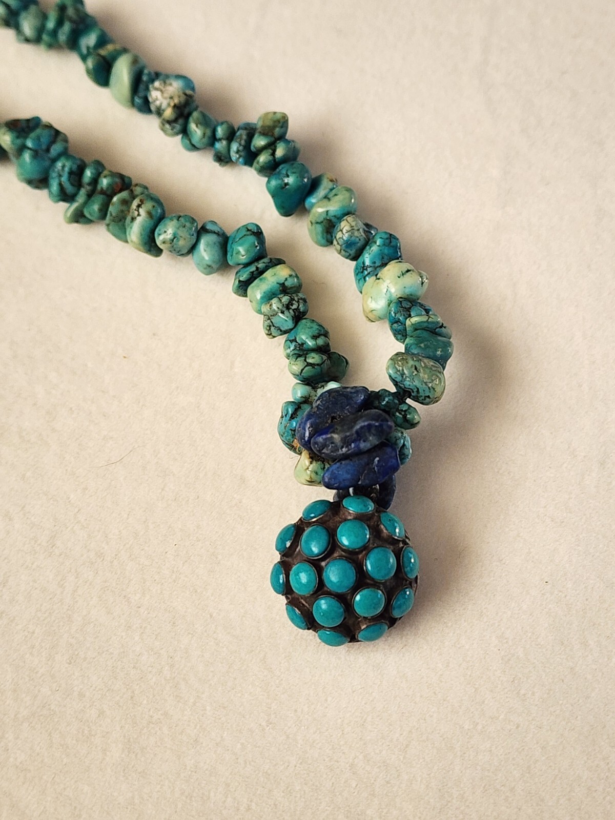 Vtg DPD Signed 925 Sterling Silver & Turquoise Native Turtle Necklace 60 Grams