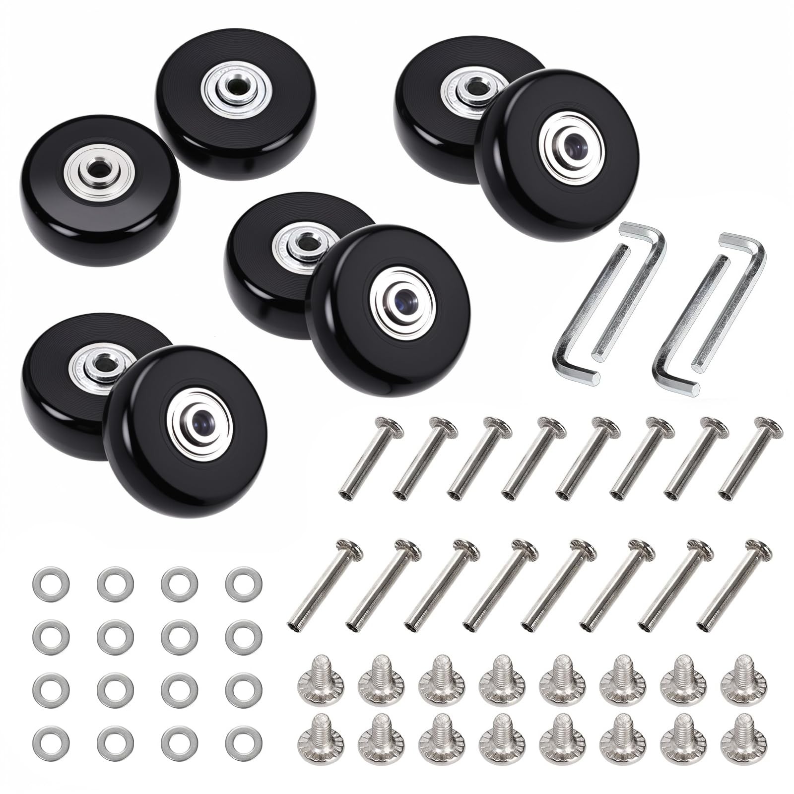 Set of 8 Luggage Suitcase Replacement Wheels, 50 x 18mm Rubber Swivel Caster ...