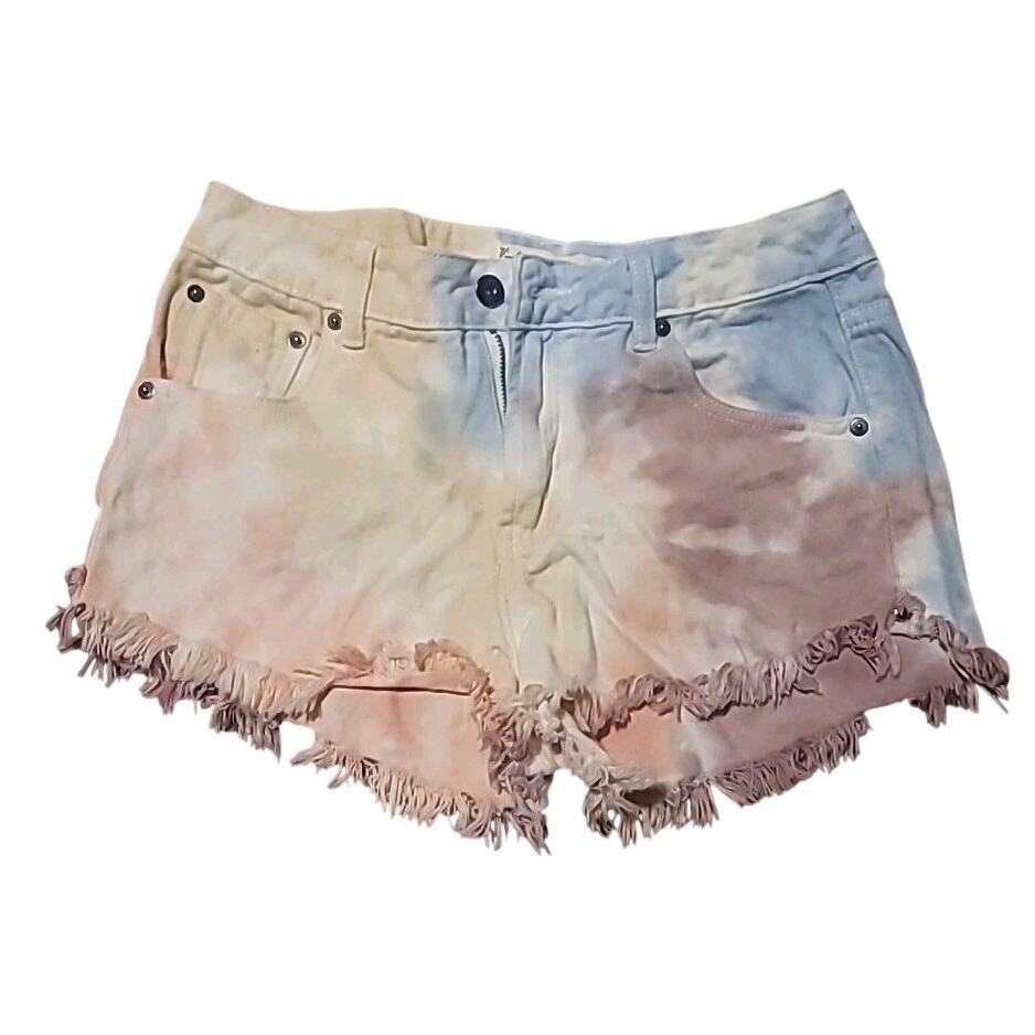 Vintage Havana Jeans Shorts Sz 28" Tie Dye Festival Boho Summer Short Frayed