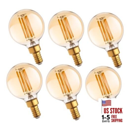 G16.5 Led Bulb, Small Round Edison Light Bulbs, Dimmable E12 E12 Amber 5w 2700k