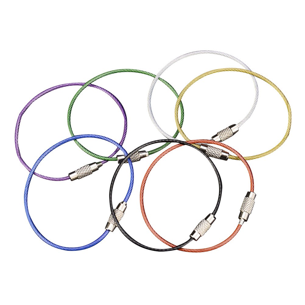  7 Pcs Stainless Steel Wire Rings Keychain Keyring Metal Keychains