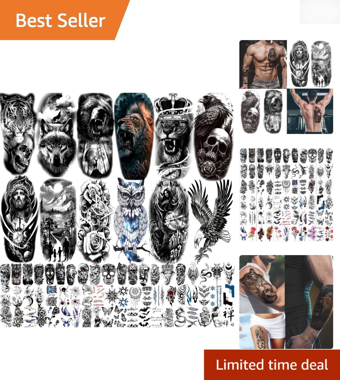 Easy Apply Temporary Tattoos - 82 Sheets of Stylish Body Art for All Ages