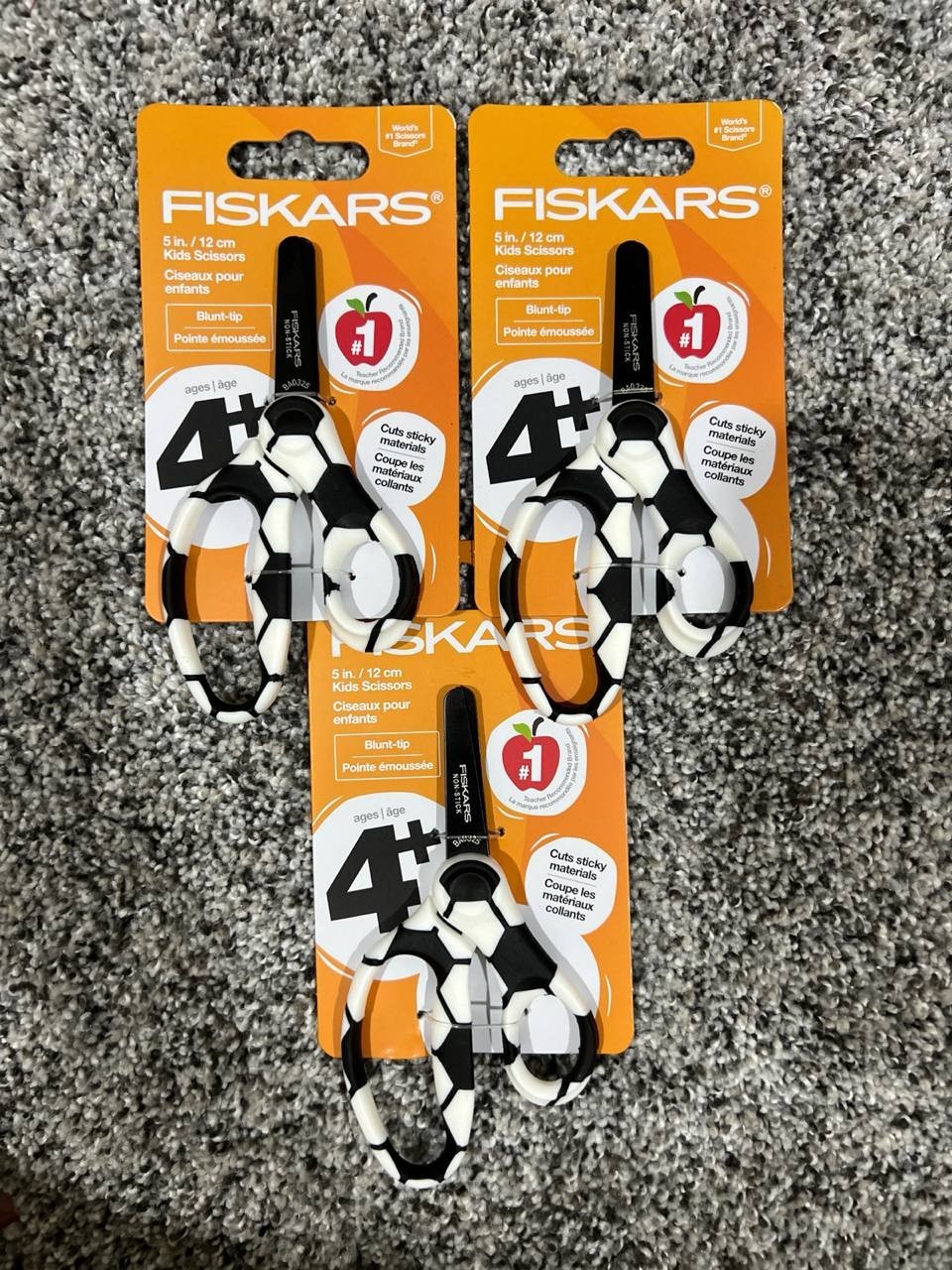 Fiskars Set of 3 Sports Themed Blunt Tip Safety-Edge Blades Scissors New on Card