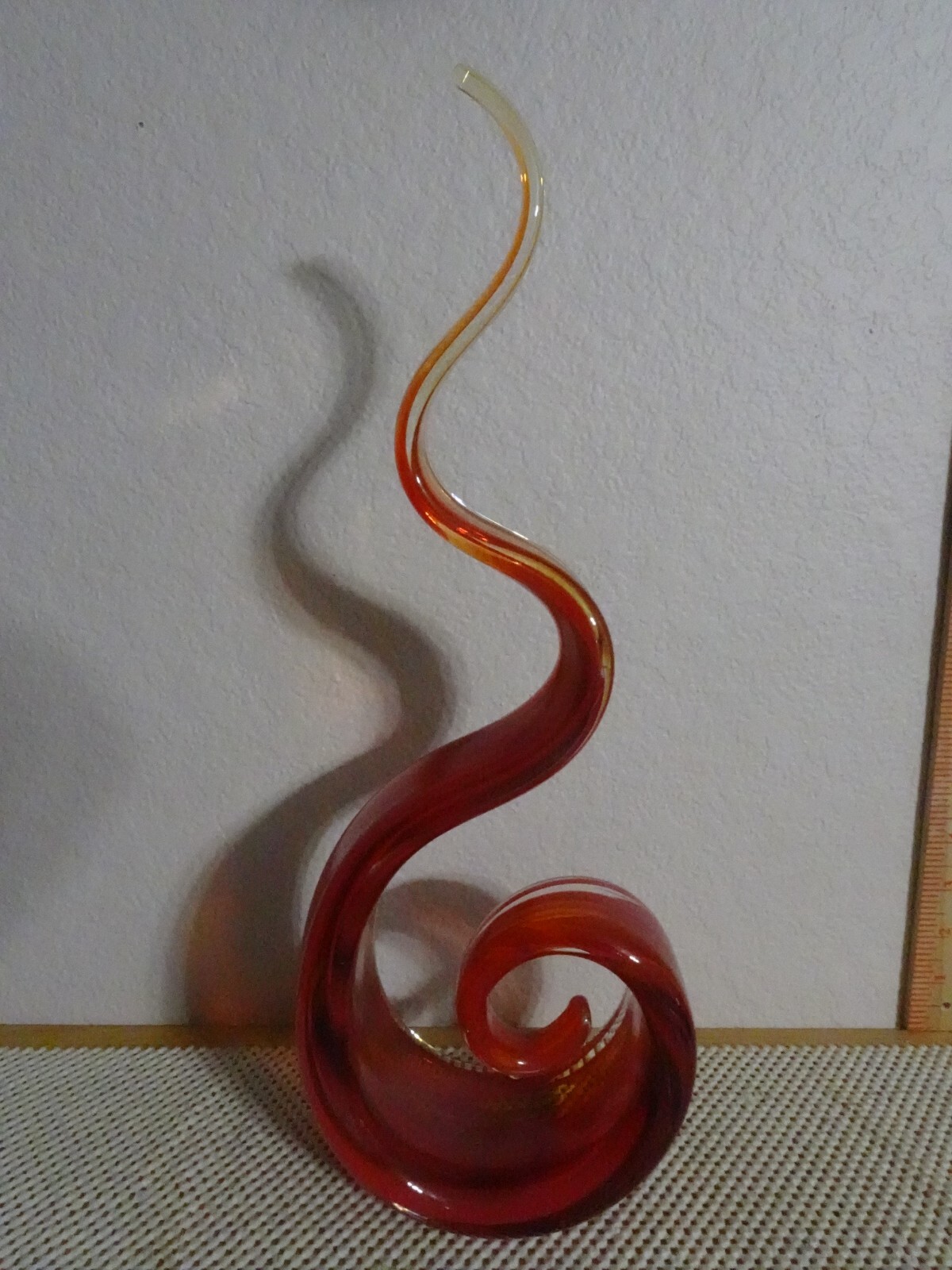 MURANO 16.5" Dancing Red Flame Sculpture 1990's Italy Red Orange Art Glass NICE