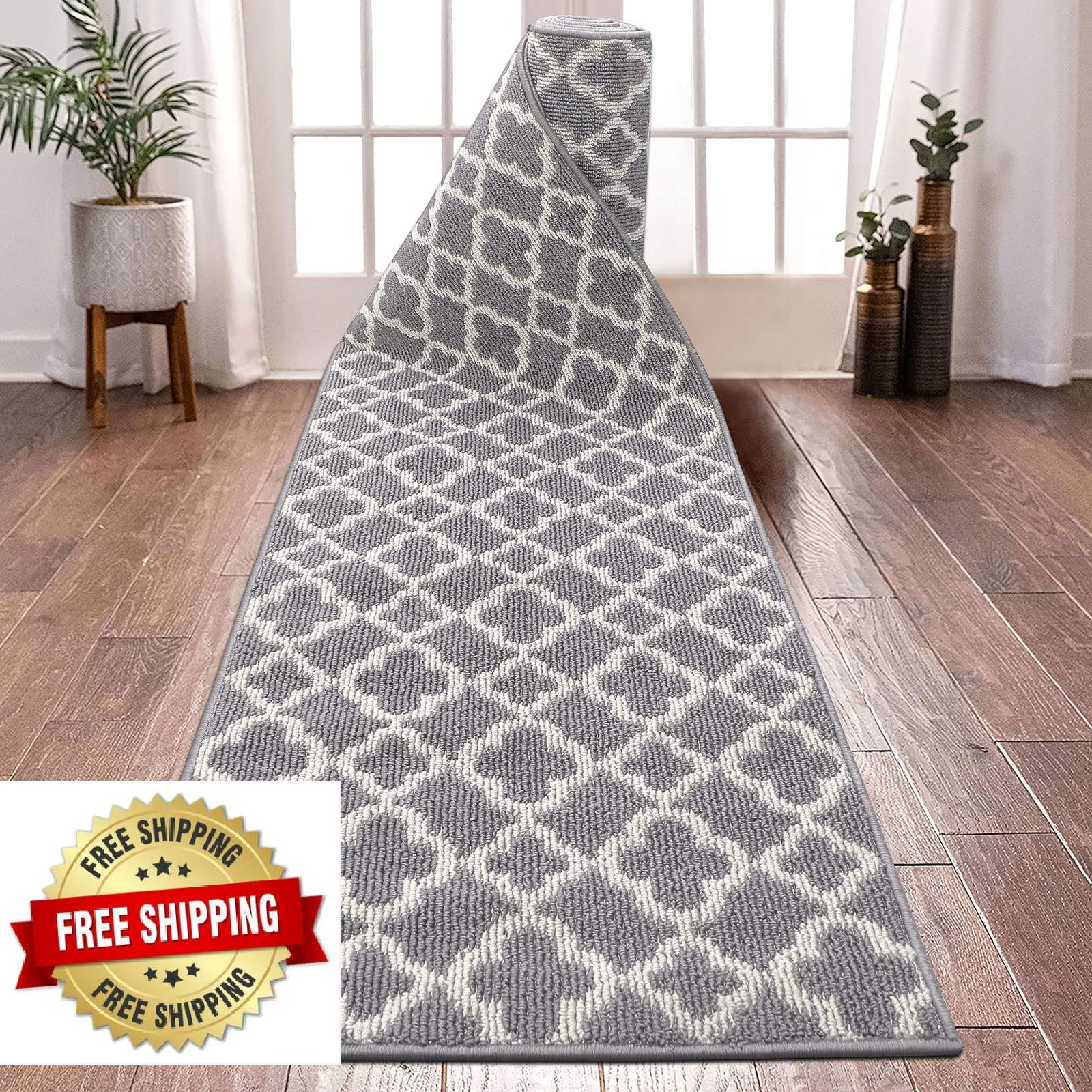 UArtlines 2x10ft Non-Slip Hallway Runner Rug Low Pile Kitchen Floor Carpet