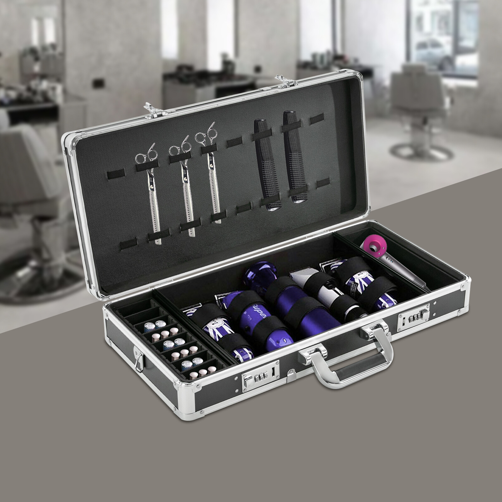 Salon Barber Shear Case Hair Stylist Tool Kit Organizer Travel Haircut Carry Box