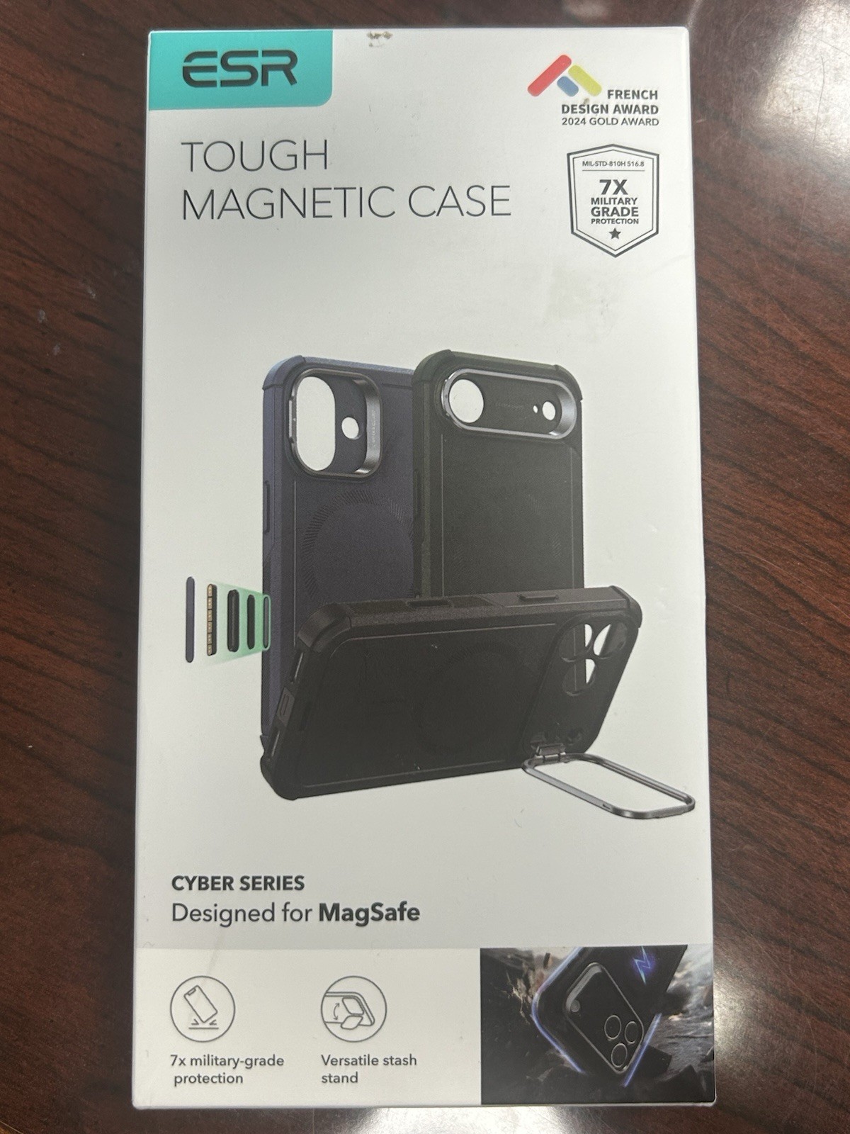 ESR iPhone 17 Pro Cyber Tough Magnetic Case Camera Control Stash Stand BLACK