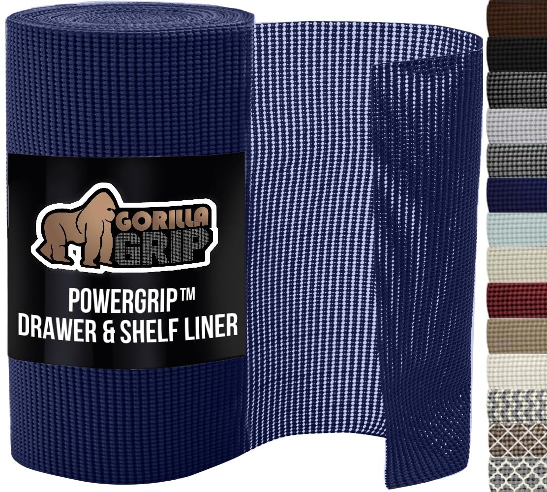 GORILLA GRIP powerGRIP Drawer Shelf and Cabinet Liner, 17.5" x 30', Navy 