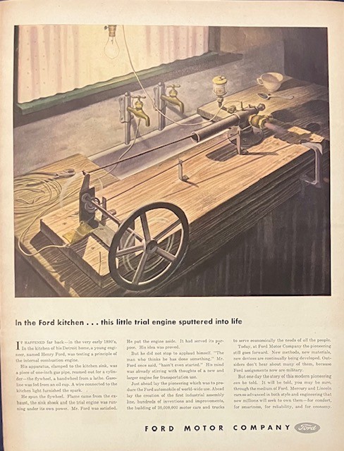 1944 Vintage Large Original Rare Ford Motor Company Early Days Car Truck Auto AD