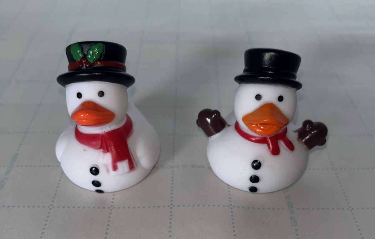 Set of 2 Rubber Snowman Duck 2" Collectibles