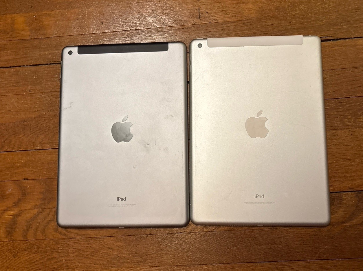 2 Apple iPads Model A1823 & Model A1954 For Parts Only Locked But Still Turn On